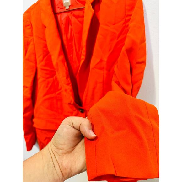 BOSS Burnt Orange Long Sleeve Tie Waist Oversized Blazer Jacket Size US 6 - Picture 6 of 14